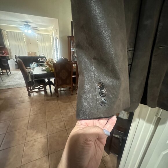 Men’s Wearhouse Genuine Leather Blazer Jacket Brown Size 46 – Classic 3-Button S - Picture 5 of 10